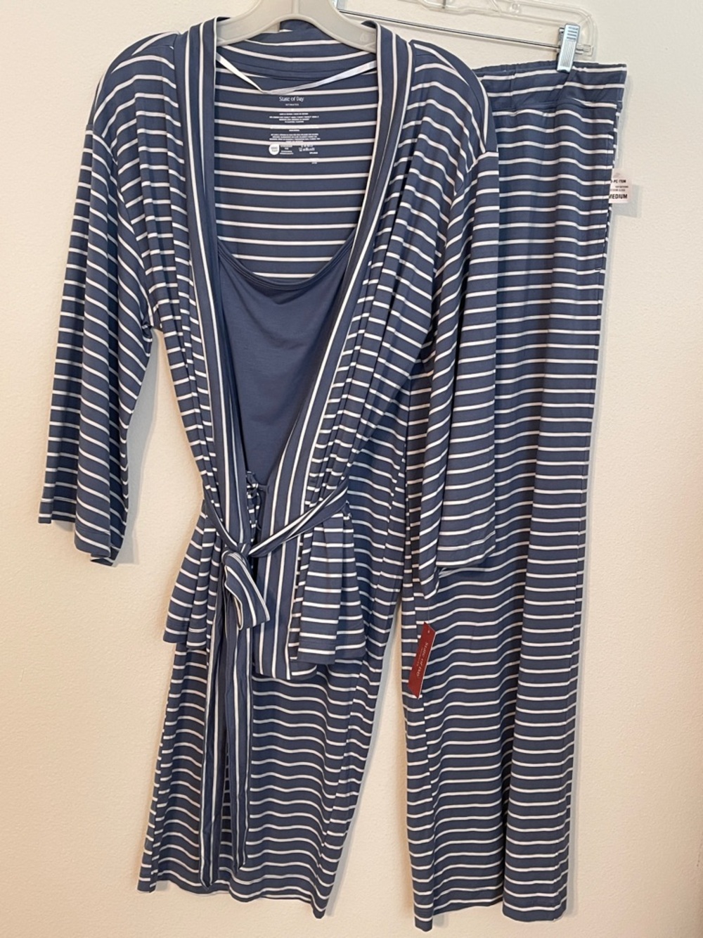 NWT State of Day PJ Lounge Set - 3-Piece Robe, Tank & Pants